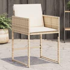 vidaXL Havestole 4 stk. med hynder polyrattan beige
