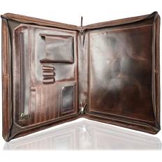 Rustic Town Leather Document Holder A4 Portfolio Conference Folder with Pen & Card Slots for Men