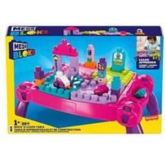 Mega Bloks Kit di Costruzione Mega Bloks Fisher Price Mattoncini Da Costruzione Per Bambini, Tavolo Per Attività Costruisci E Impara Con 30 Pezzi, Macchinina E Deposito, Rosa, Idee Regalo Portatili Per Bambini (esclusiva Amazon)