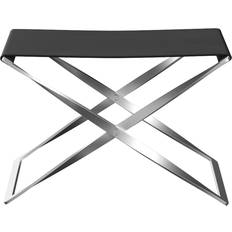 Fritz Hansen PK91 Läder Grace Black Poul Kjærholm Svart Metall Fotpall