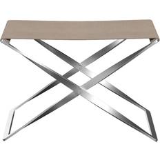 Fritz Hansen PK91 Canvas Natural Fotpallar Poul Kjærholm Beige Metall Fotpall