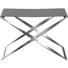 Fritz Hansen PK91 Läder Embrace Concrete Grey Poul Kjærholm Grå Metall Fotpall