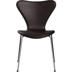 Fritz Hansen 3107 Sjuan Framsidesklädd Black Läder Elegance Dark Brown Köksstol