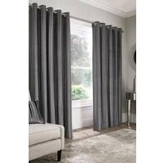 Appletree Conrad 100% Polyester Pair of Eyelet Curtains - Dark Grey - 168 cm x 137 cm