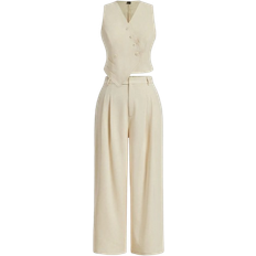 Shein Mod Plus Size Women Vintage Casual Asymmetrical Hem Blazer & Pants Suit Set