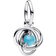 Pandora December Birthstone Eternity Circle Dangle Charm - Silver/Blue/Transparent