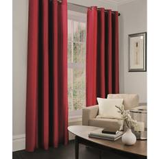 Curtains & Accessories Altnahinch Eyelet Semi Sheer Curtain 90x108 Deep Red 100% Polyester Ring Top Fully Lined Drapes