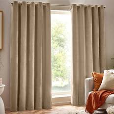 Velvet - White Curtains Yard Heavy Chenille Velvet Eyelet Curtain 168 x 137 cm - Cream