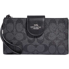 Coach Phone Wallet In Colorblock Signature Canvas - Silver/Graphite/Black