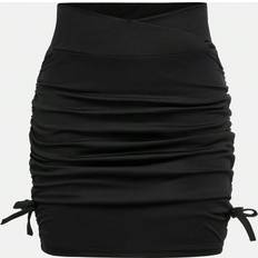 Black Skirts Children's Clothing Shein Tween Girls Asymmetrical Waistline Ruched Drawstring Black Mini Skirt