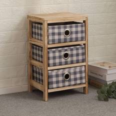 Natural Chest of Drawers Home Source Wooden Storage 3/4/5 Drawers Plaid Fabric Bedroom Storage Chest of Drawer