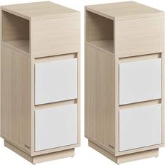 Vasagle Slim With 2 Drawers Natural Beige + Cloud White Bedside Table