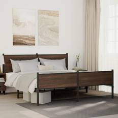 vidaXL Sengeramme i Metall Uten Madrass Brun Eik 180x200 cm Sängram