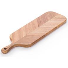 EHC Woodluv Herringbone Acacia Wood Serving Platter With Handle 41 x 12 x 1.5 cm - One Size Chopping Board