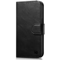 Icarer Oil Wax Wallet Case 2in1 iPhone 14 Plus læderetui med anti-RFID-klap sort (WMI14220723-BK)