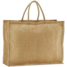 Jute Sacs de courses Westford Mill Contrast Starched Jute Tote Bag Navy One Size