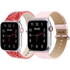 Waloo Bling and Leather Grain Bands for Apple Watch 38/40/41mm (2-Pack)