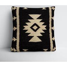 Wool Cushion Covers Square Wool Pillow 18.0 H x 18.0 W x 0.5 D in Gray/White/Brown Cushion Cover Black