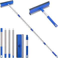 Blue Window Cleaners Window Squeegee 56'' Long Handle Window Cleaner Tool, 2-in-1 Window Scrubber 10"