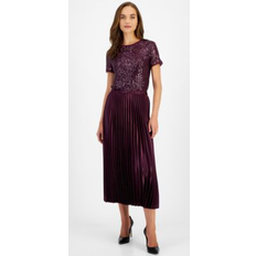 Anne Klein Skirts Anne Klein Women's Satin Pleated Pull-On Skirt Deep Plum