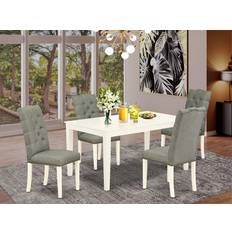 Linen Dining Sets East West Furniture CAEL5-LWH-07 Piece 36 x 60 Inch Dining Set 5