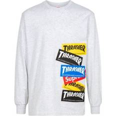 Supreme Tops Supreme x Thrasher Multi Logo long-sleeve T-shirt unisex Cotton Grey