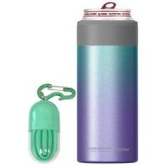 Asobu Skinny Can Kuzie Insulated Stainless Steel Sleeve 350 ml Unicorn/Teal Travel Mug