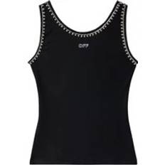 Off-White Tank Tops Off-White pearl-embellished ribbed tank top women Spandex/Elastane/Viscose Black