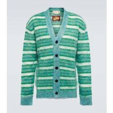 Turquoise - Women Cardigans Marni Striped Mohair-Blend Cardigan