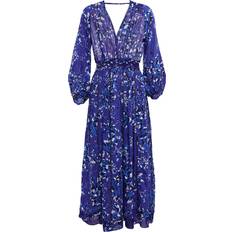 Poupette St Barth Anabelle floral midi dress blue (UK 6)