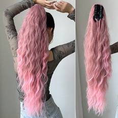 Pink Ponytails Shein Claw Ponytail Extension Pink Hair Ombre Inch Long Natural Water Wave Heat Resistant Fiber Synthetic Ponytail Hairpiece