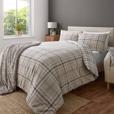 Textiles Catherine Lansfield Kelso Check Reversible Set - (Single + 1 Standard Pillowcase) Duvet Cover Natural, Beige