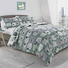 Wool Textiles Fusion Dotty Sheep Set - Single In Duvet Cover Green, Blue