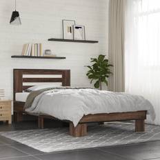 Beds & Mattresses vidaXL Bed Frame Sonoma Oak 90x200 cm Engineered Wood and Metal