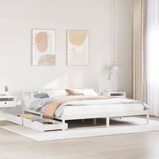 vidaXL Bed Frame Without Mattress White 200x200 cm Solid Wood Pine