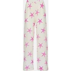 Valentino Rosa Byxor & Shorts Valentino Printed high-rise silk wide-leg pants