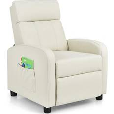 Costway Ergonomic PU Leather Kids Recliner Lounge Sofa 3-12 White