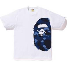 Bape Men Clothing Bape Color Camo Side Big Ape Head Tee White/Navy