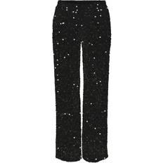 Paillettes Pantalons & Shorts Pieces Kam Sequin Wide leg Trousers - Black