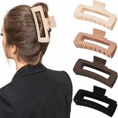 Shein Oversized Square Plastic Hair Claw Clips - Black White Brown
