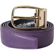 Men - Purple Belts Dolce & Gabbana Purple Leather Gold Metal Buckle Belt Men