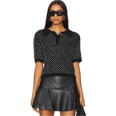 Silver Polo Shirts David Koma Crystal Knit Polo Top in Black. M, XL, XS