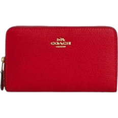 Coach Medium Id Zip Wallet - Pebbled Leather/Gold/Bold Red