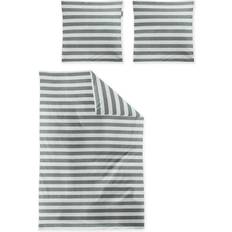 Textiles Irisette Wave Mako-Satin Bettwäsche 135x200 Streifen Salbei Silber Duvet Cover