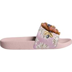 Dolce & Gabbana Pink Slides Dolce & Gabbana Pink Brocade Crystal Sandals Slides Beachwear Shoes EU39/US8.5