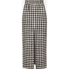 Zijde Rokken Dolce & Gabbana High Waist Houndstooth Midi Skirt Schwarz