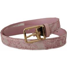 Dolce & Gabbana Pink Belts Dolce & Gabbana Rosa Jacquard Brodert Belte med Gullspenne Pink