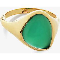 Onyx Bagues Monica Vinader Womens Gold Rio Recycled 18ct Yellow Gold-plated Vermeil Sterling-silver and Green Onxy Signet Ring GOLD