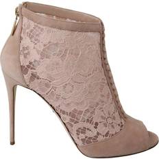 Dolce & Gabbana Botas Dolce & Gabbana Beige Lace Suede Peep Toe Booties