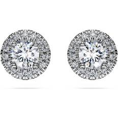 Swarovski 18k Earrings Swarovski Eternity halo stud earrings, Lab-grown diamonds 1.25 ct tw, Round cut, 18K white gold White